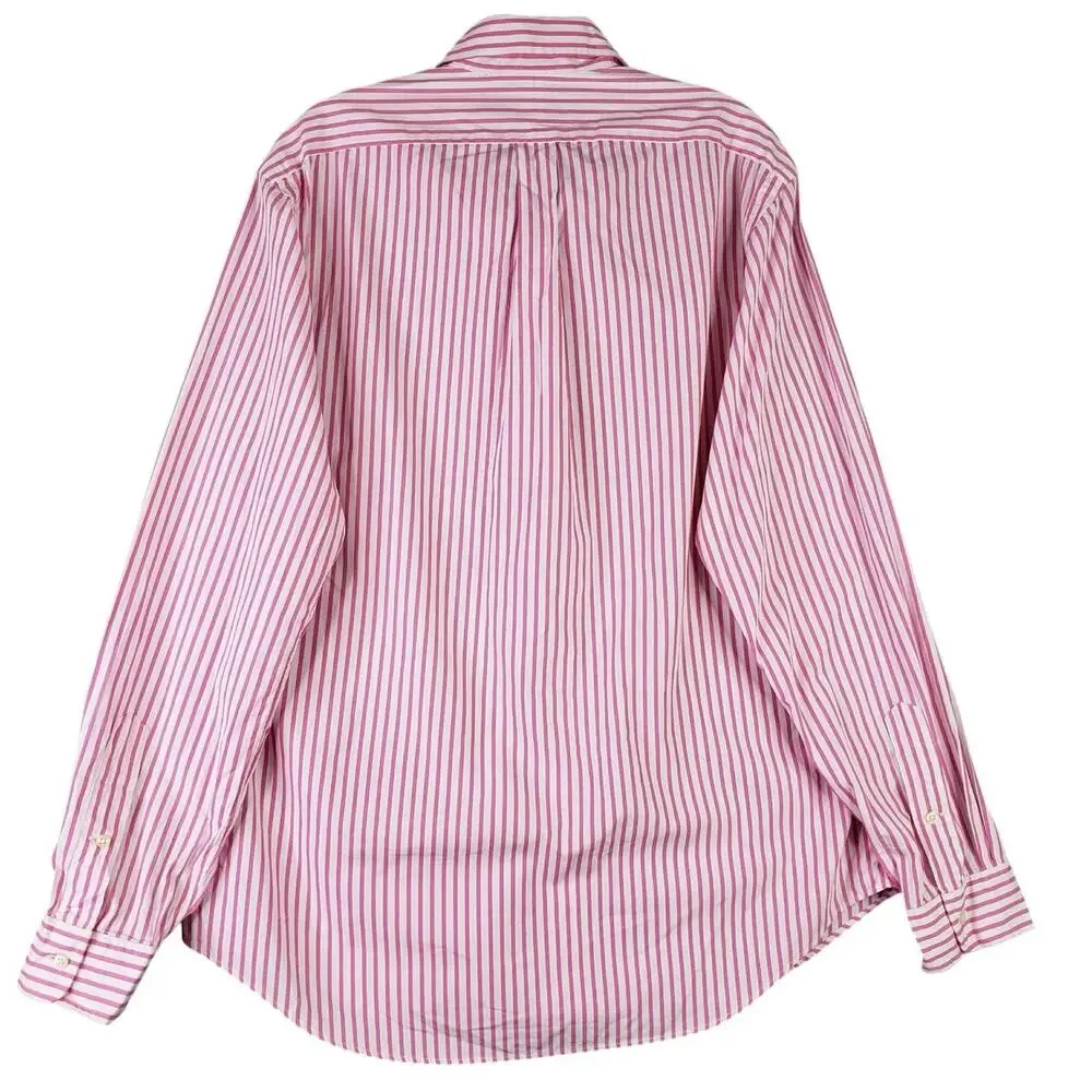 Polo Ralph Lauren Shirt Striped Oxford LS Button Down Pink Mens Size Large L